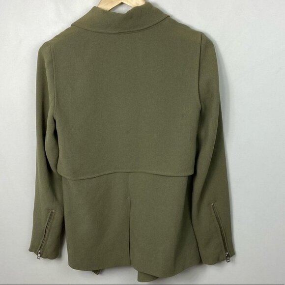 Aritzia Wilfred Mayet‎ Jacket Drape Olive Green Size XXS Moto Oversized Japan - Picture 4 of 11